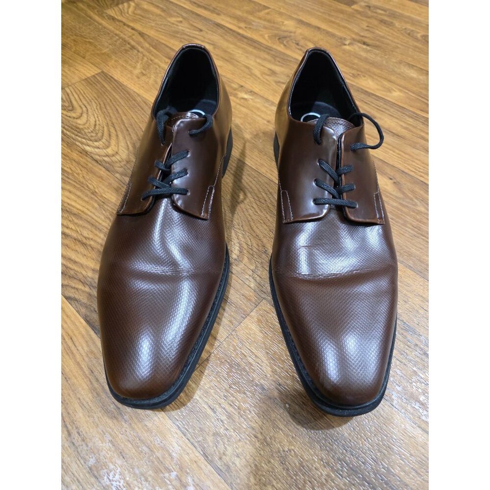 Calvin Klein Men’s Ramses Brown Leather Oxford Dress Shoes Size 11.5 US / 45 EU